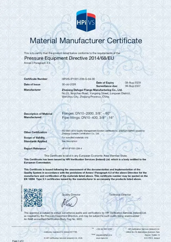 Dafugui aktualisiert die Materialzertifikatszertifizierung EN 10204 3.1 für die globale Qualitätssicherung